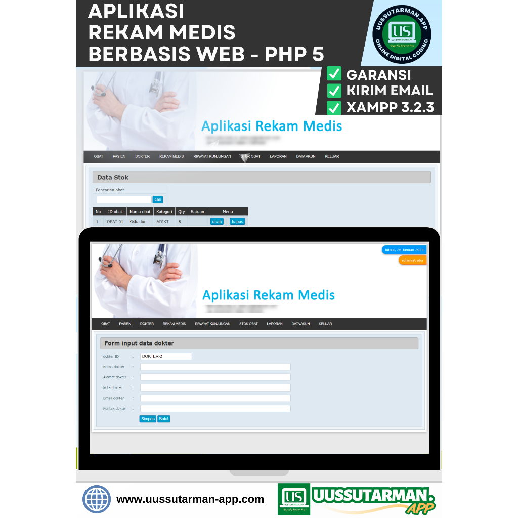 Jual Aplikasi Rekam Medis Klinik Berbasis Web Php Dan Mysql Php Shopee Indonesia