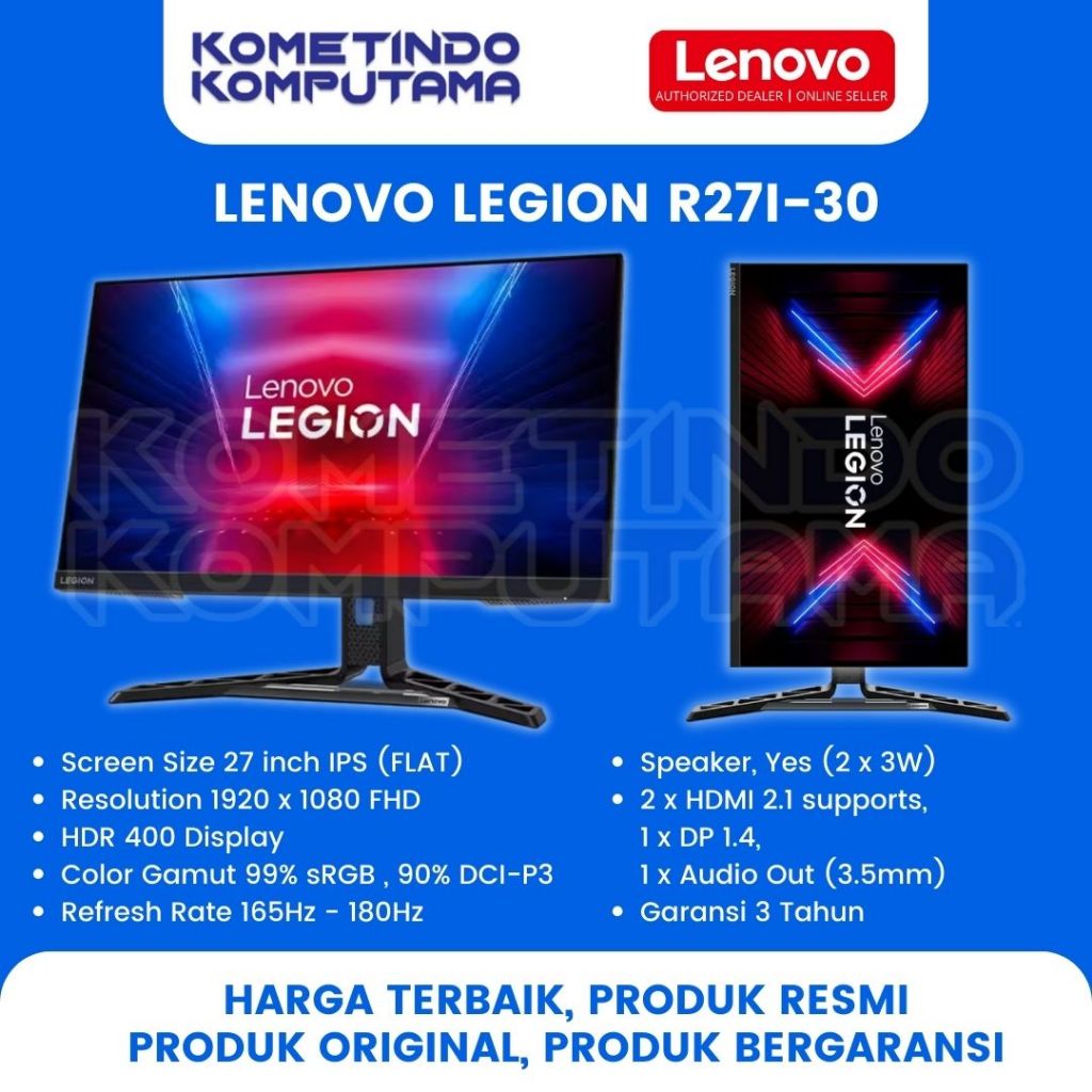 Jual R27i 30 Lenovo 27 LED Monitor Gaming FHD IPS HDMI DP 180Hz 99