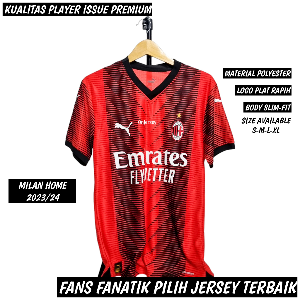 Jual JERSEY BAJU BOLA PLAYER ISSUE AC MILAN HOME 2023 2024 JERSEY