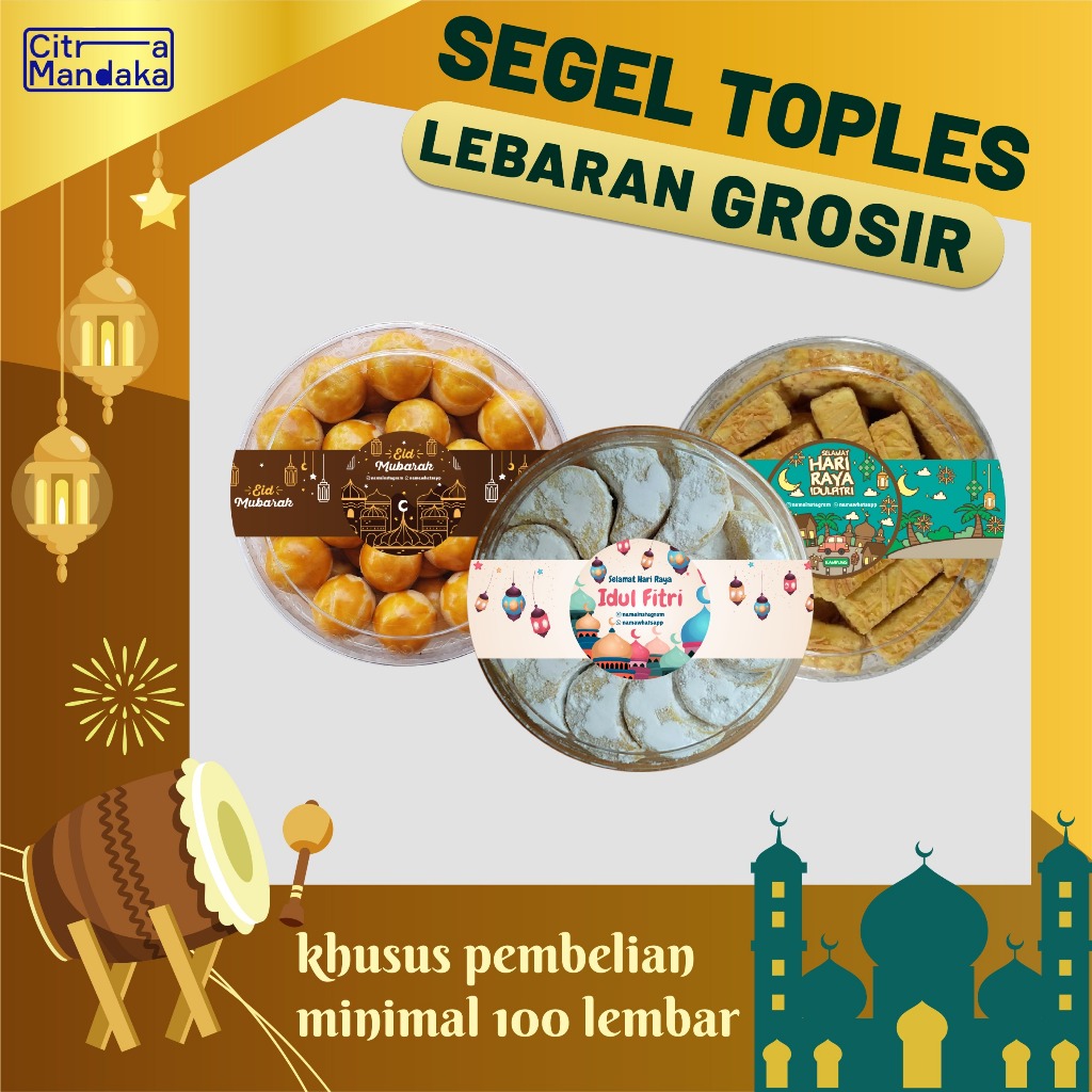 Jual Stiker Segel Toples Lebaran Idul Fitri Sticker Custom Toples Kue