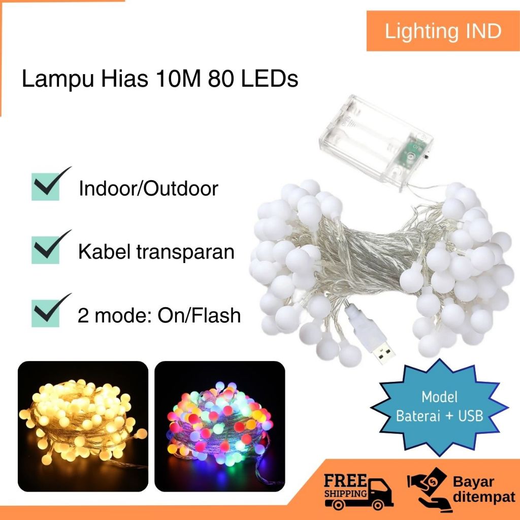 Jual Lampu Tumblr Bola M Lampu Natal Hias Led Dengan Baterai Usb