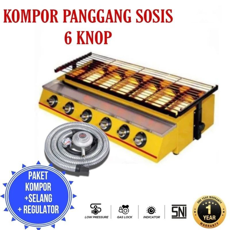 Jual Kompor 6 Tungku Panggang Panggangan Gas Roaster Sosis