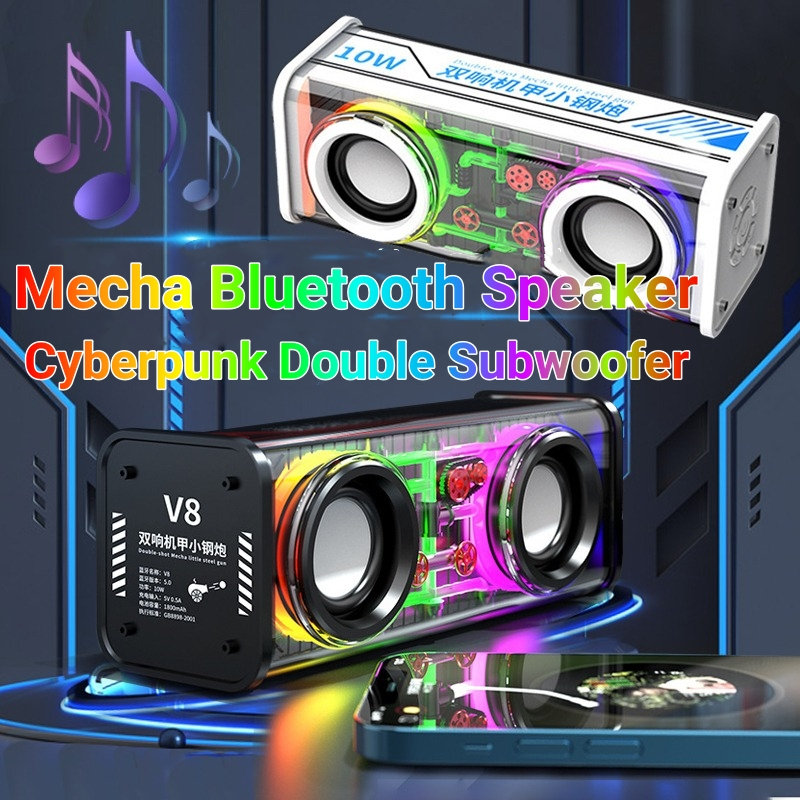 Jual Cyberpunk Bluetooth Speaker W Double Subwoofer Music Speaker Rgb