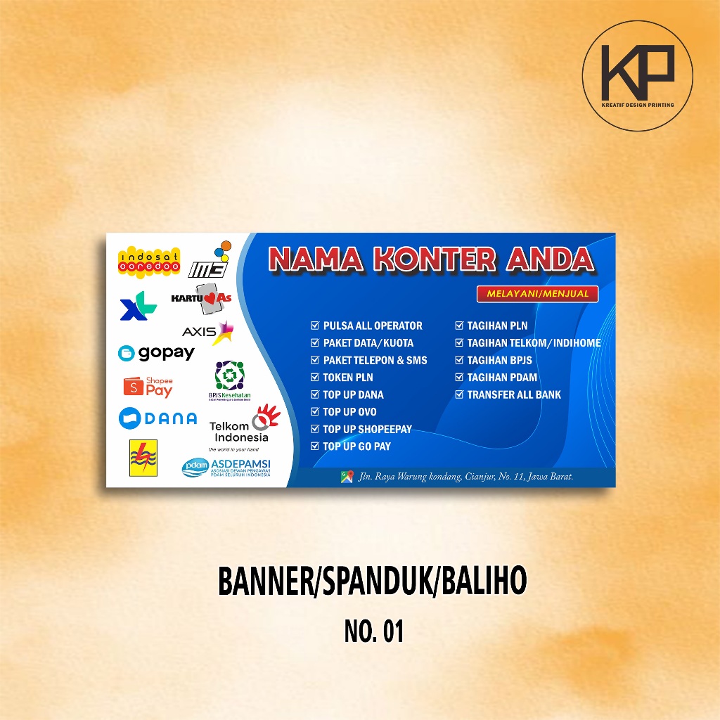 Jual Cetak Banner Spanduk Baliho Konter Warung Pulsa Warung