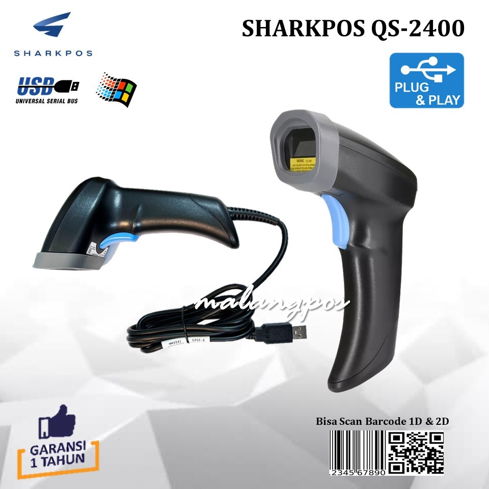 Jual Sharkpos QS2400 QS 2400 Barcode Scanner Tanpa Stand Scan Label