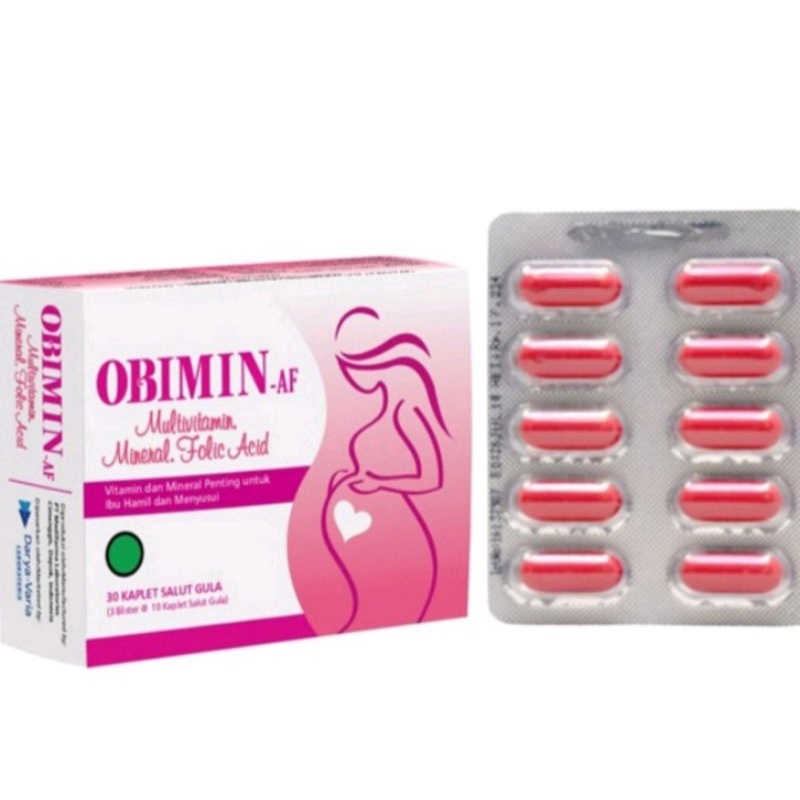 Jual Obimin AF Strip Isi 10 Tablet Multivitamin Mineral Folic Acid