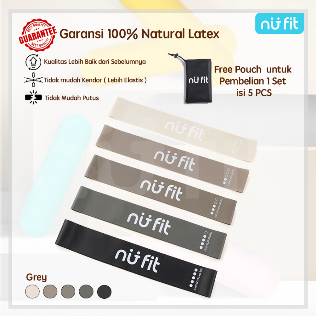 Jual Nu Fit 100 Natural Latex Resistance Band Loop Band Set