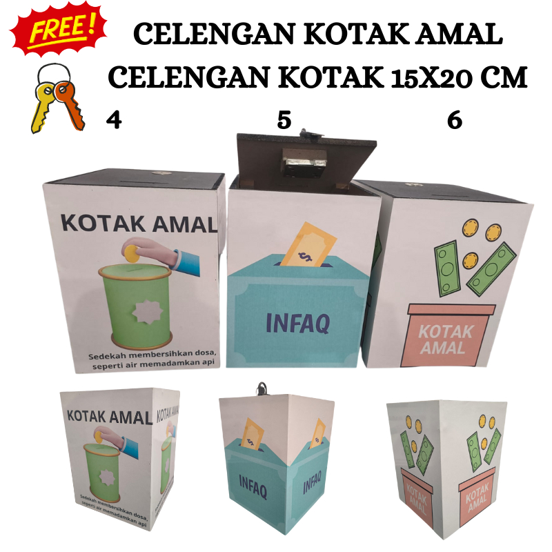 Jual KOTAK AMAL KUNCI BESAR Kotak Infaq Masjid Sumbangan Box 15X20 CM