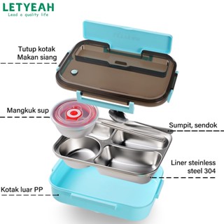 Jual Sus Letyeah Lunch Box Set Stainless Steel Sekat Kotak