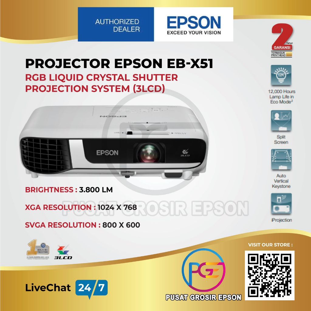 Jual Projector Epson Eb X Ebx Eb X Xga Lumens Lcd Shopee