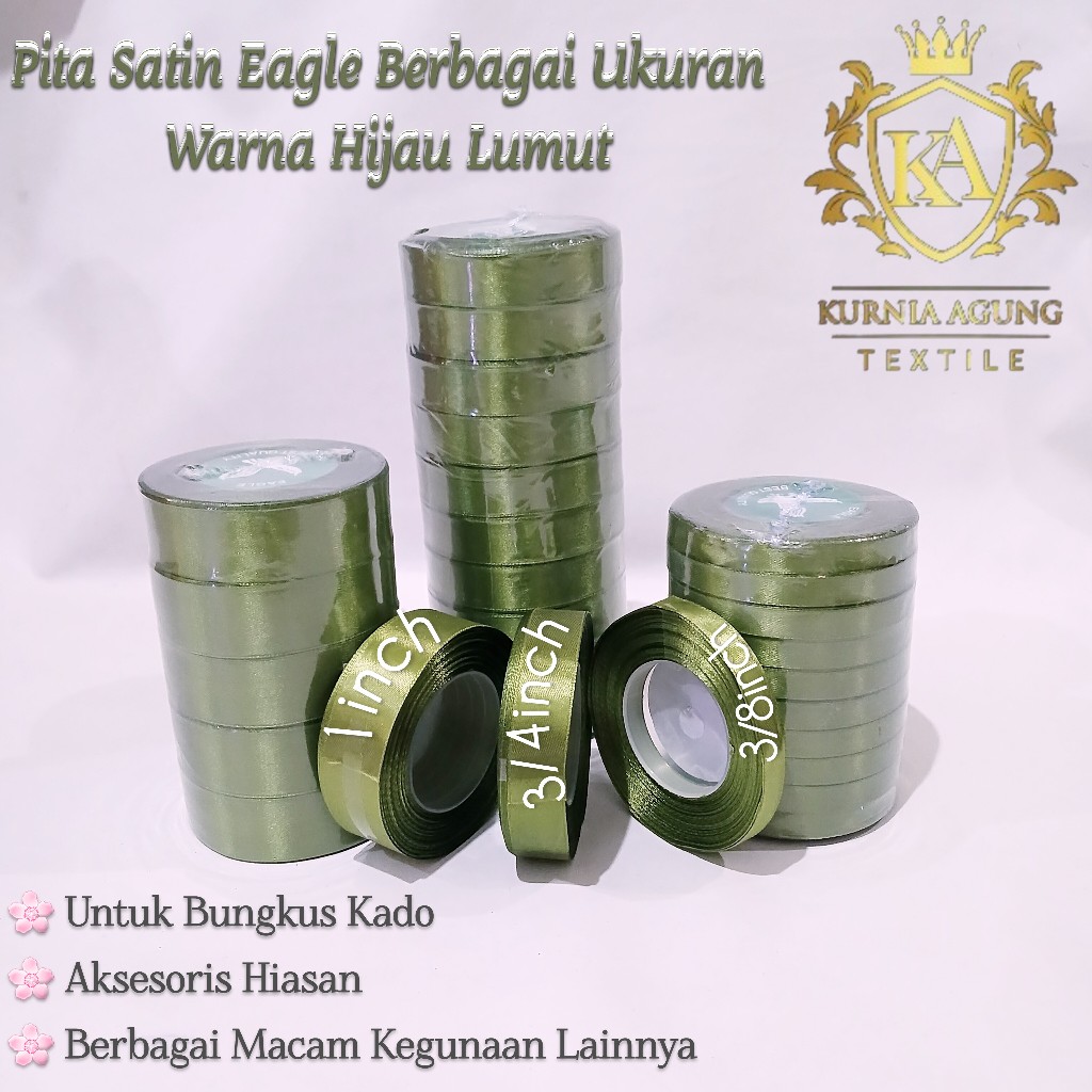 Jual Per ROLL Pita Satin Polos Merk Eagle Berbagai Ukuran 2 5cm 2cm 1cm