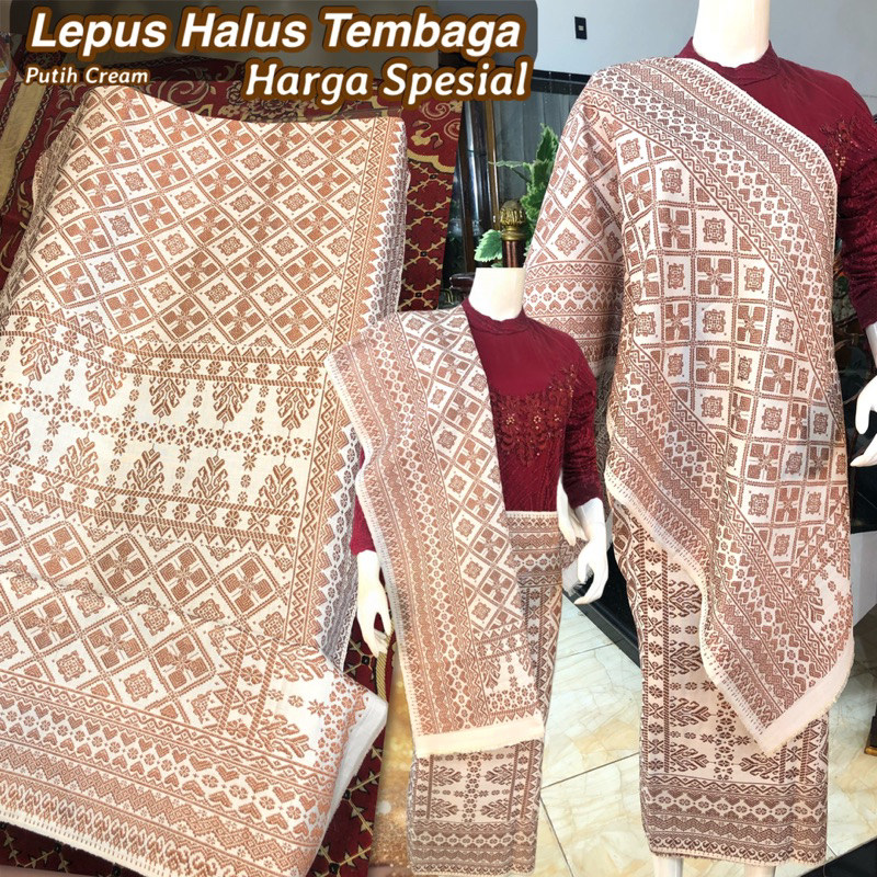 Jual Songket Lepus Halus Tembaga Harga Spesial Putih Cream Songket