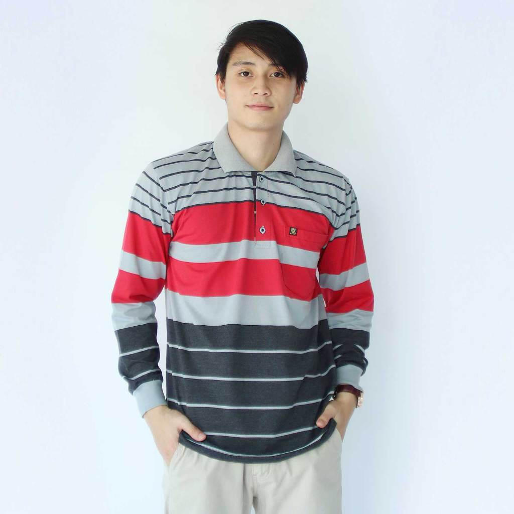 Jual Noveli Wear Kaos Kerah Pria Dewasa Motip Salur Engineering