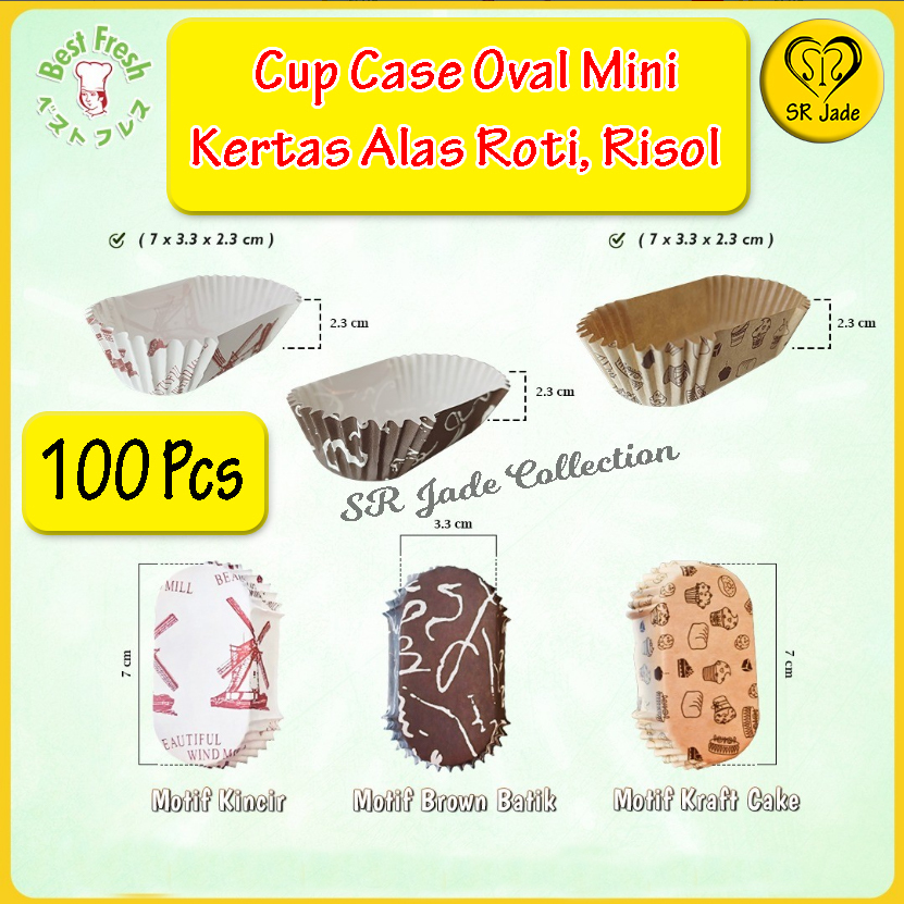 Jual 100 Pcs Kertas Alas Risol Risoles Roti Kue Cup Case Oval Mini