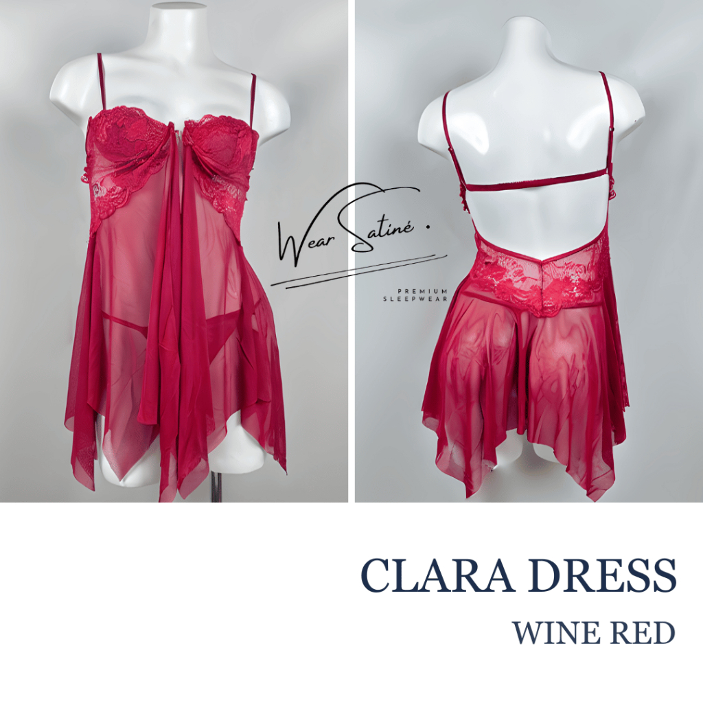 Jual CLARA Lingerie Dress G String Gaun Malam Baju Dinas Wine Red Shopee Indonesia
