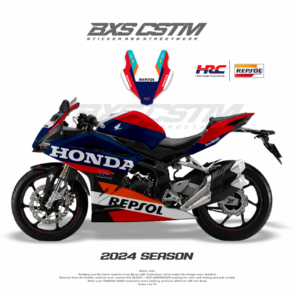 Jual DECAL CBR 250 RR LIVERY MOTOGP HONDA REPSOL HRC 2024 LUCA MARINI