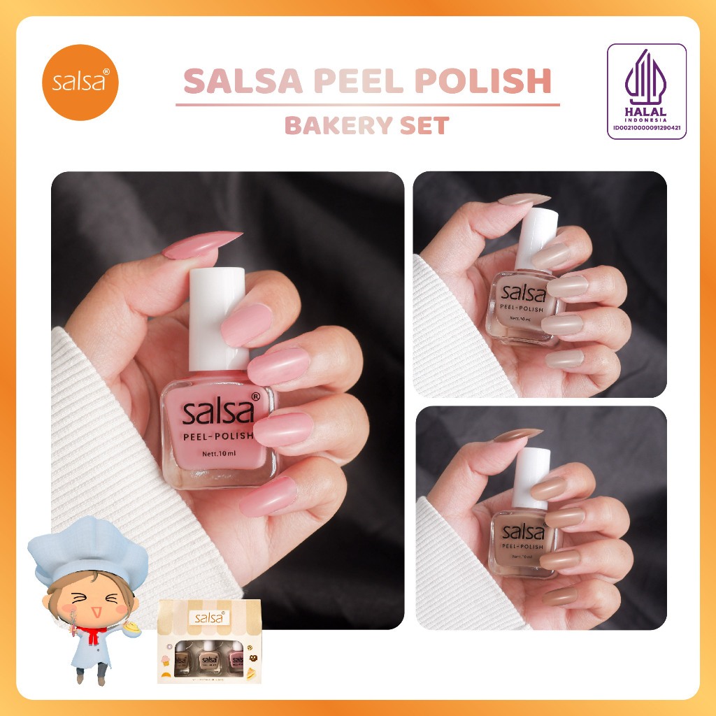 Jual MFI SALSA PEEL OFF NAIL POLISH SET ISI 3 KUTEK KUKU HALAL