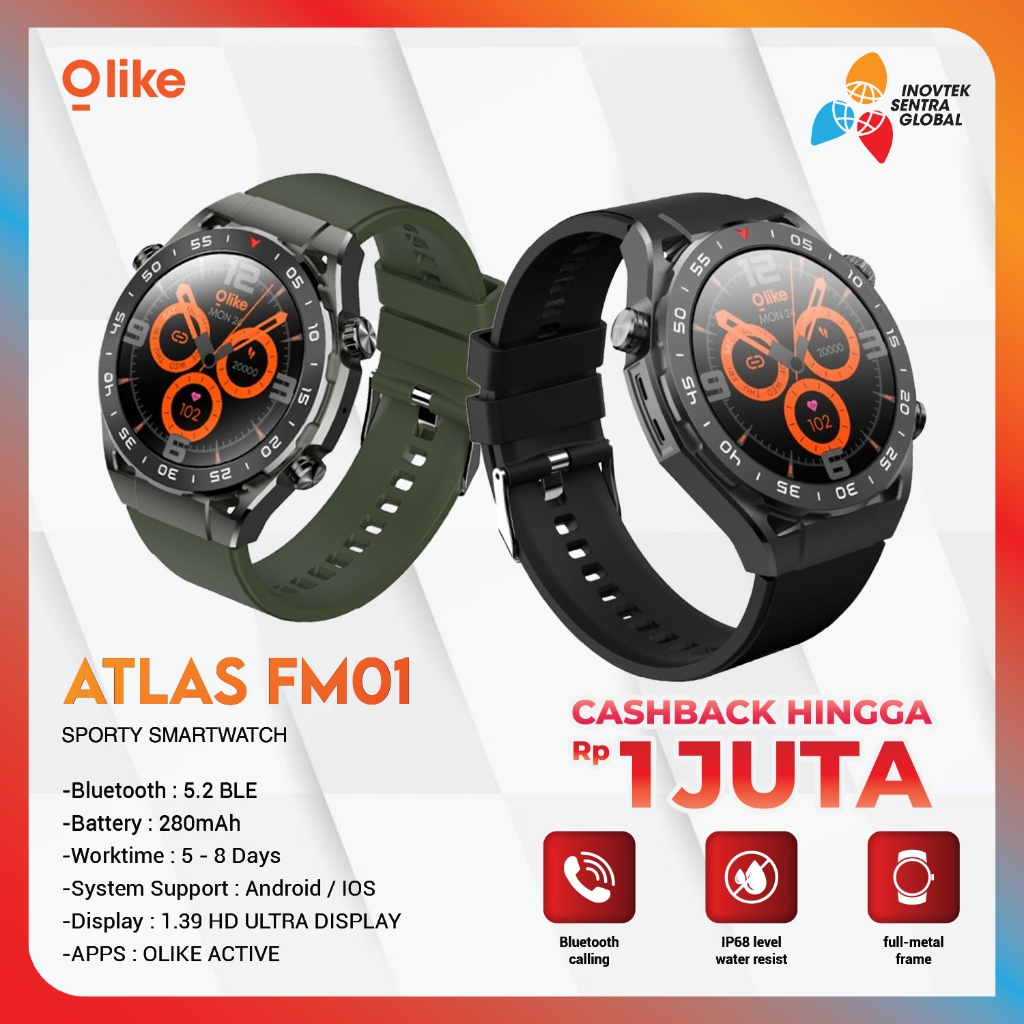 Jual Olike FM01 ATLAS Smartwatch 1 39 HD Display Waterproof IP68 BT