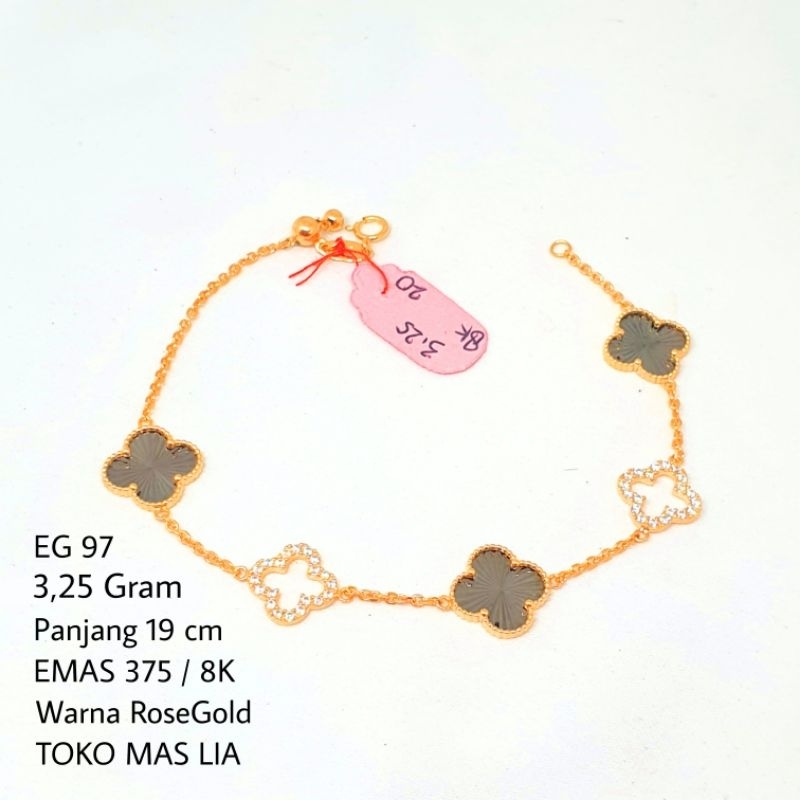 Jual Gelang Clover EMAS ASLI Kadar 375 8K TOKO MAS LIA GOLD BEKASI