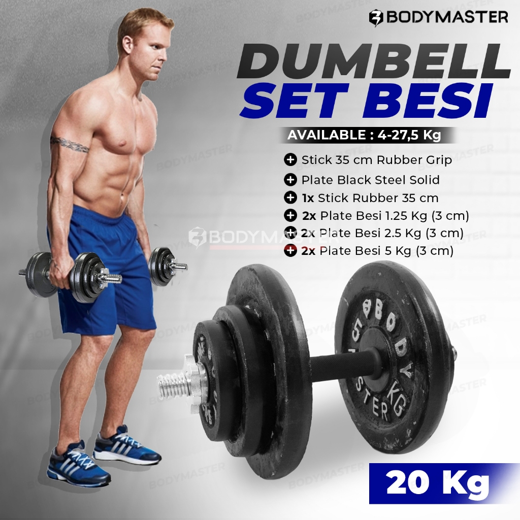 Jual Kg Dumbell Set Besi Kg Paket Stick Beban Barbel Dumbel