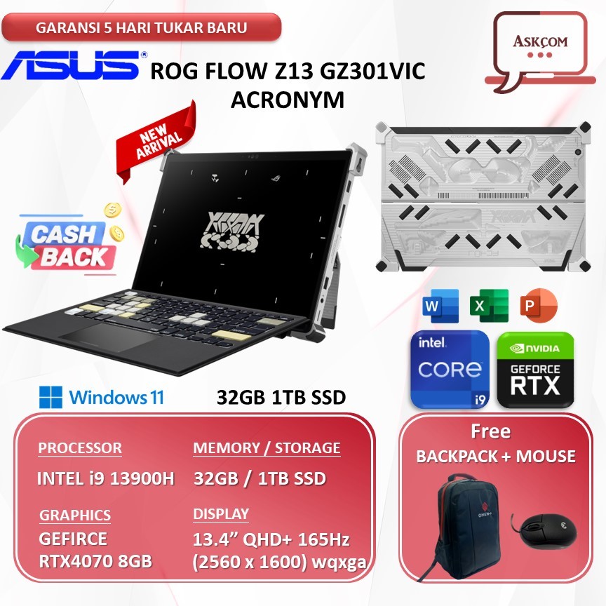 Jual Asus Rog Flow Z Gz Vic Acronym Touch I Rtx Gb