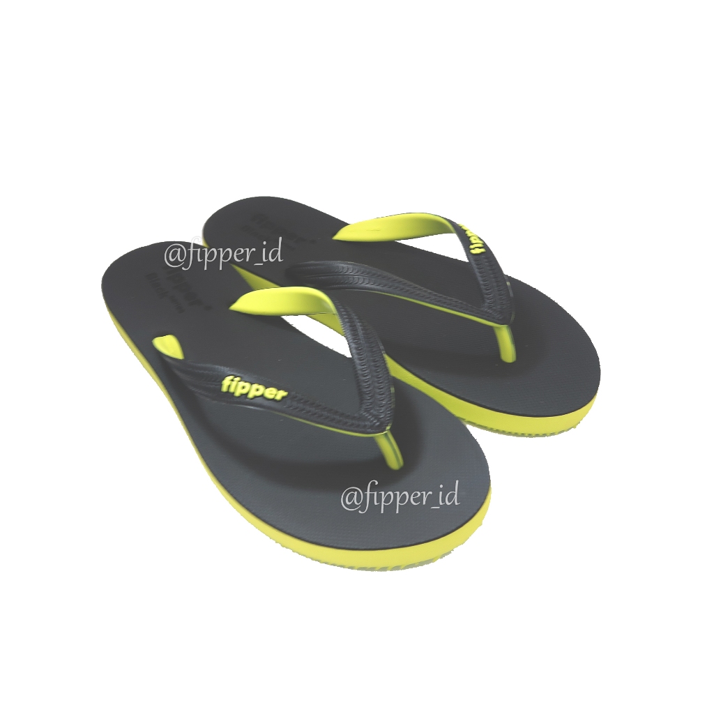 Jual Sandal Fipper Black Series M Original For Man Black Green Neon