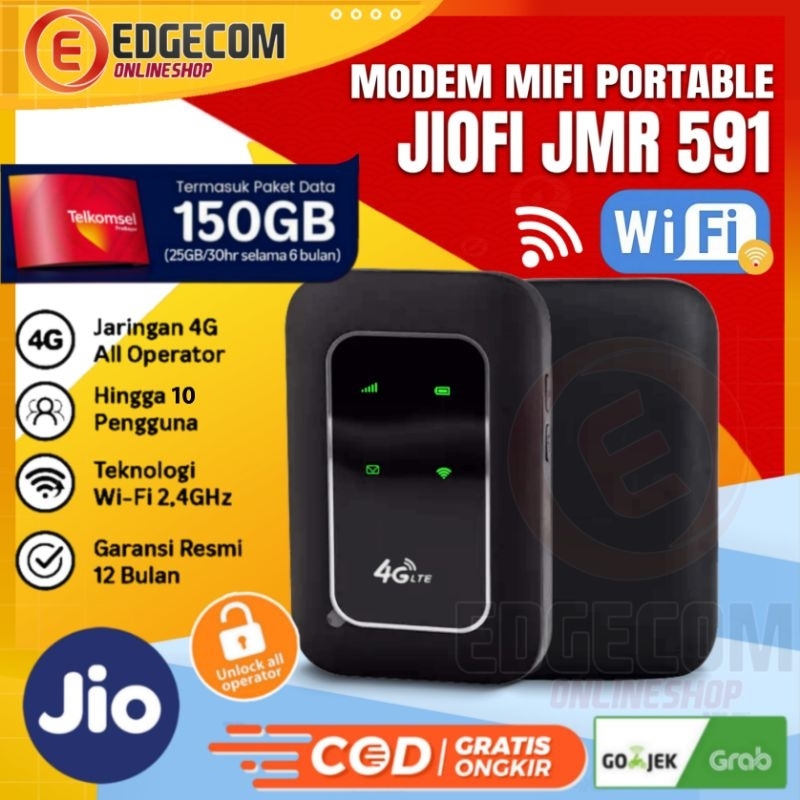 Jual Mifi Modem JIO JMR591 Telkomsel 4G LTE 150GB UNLOCK All Operator