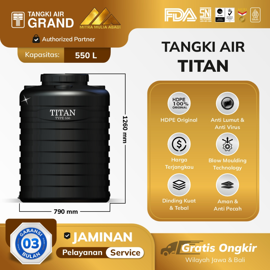 Jual Khusus Bandung Tandon Toren Tangki Air Titan L Anti Lumut