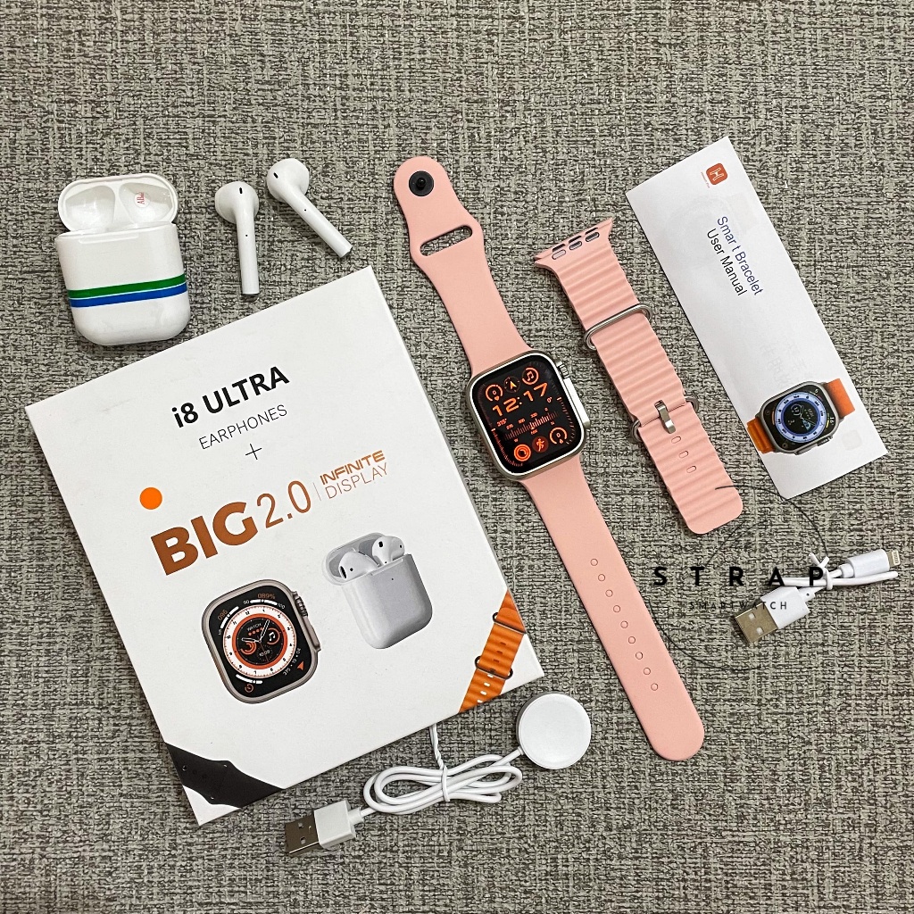 Jual Full Set Smartwatch I8 Ori Free TWS Dan Strap Jam Smartwatch Ultra