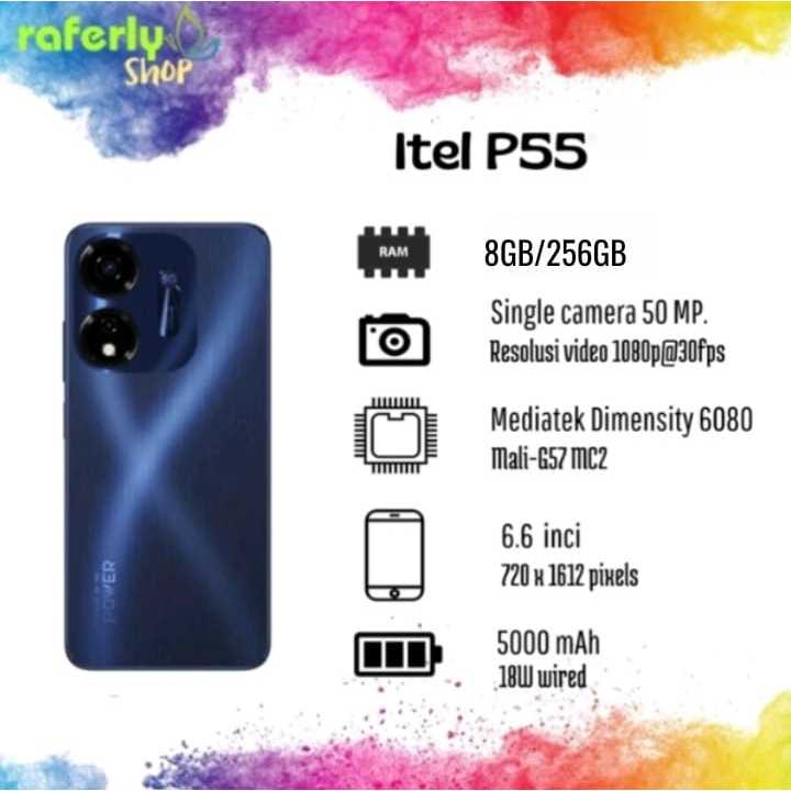 Jual Itel P55 NFC RAM 8 256GB Layar 90Hz Punch Hole UFS Memory