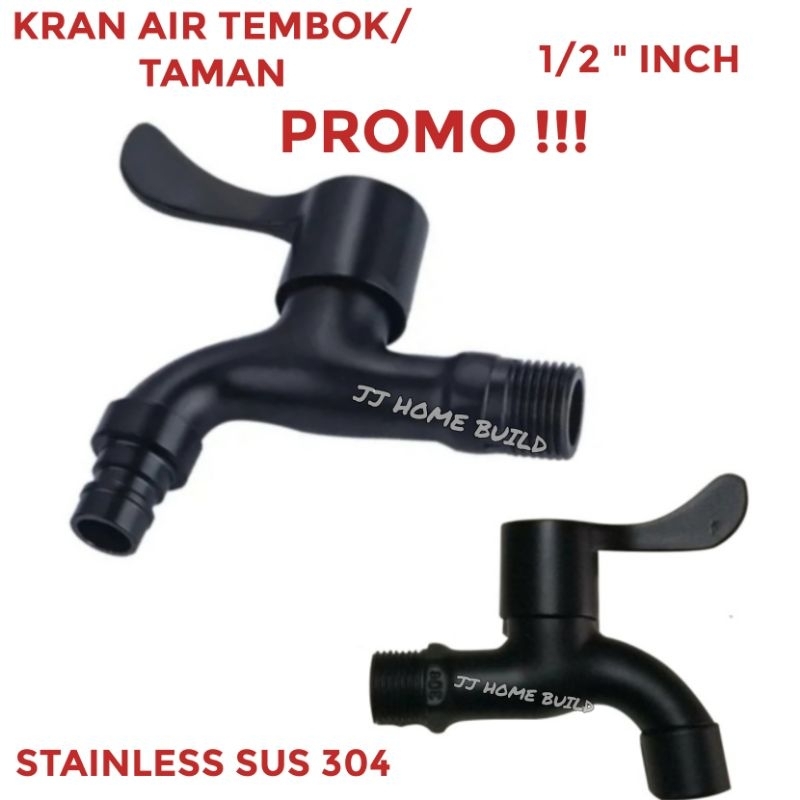 Jual Kran Air Tembok Taman Hitam Stainless SUS 304 Kran Air Taman