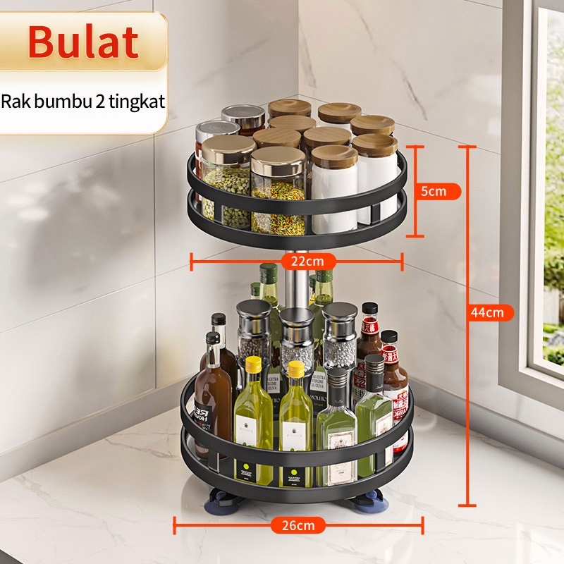 Jual Rak Bumbu Stainless Steel Putar 360 Derajat Rak Bumbu Dapur 3