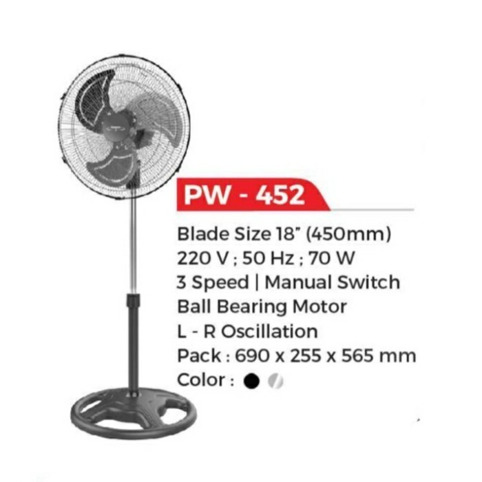 Jual Standfan Tornado Maspion PW 452 Kipas Angin Besi Power Fan 18 Inch