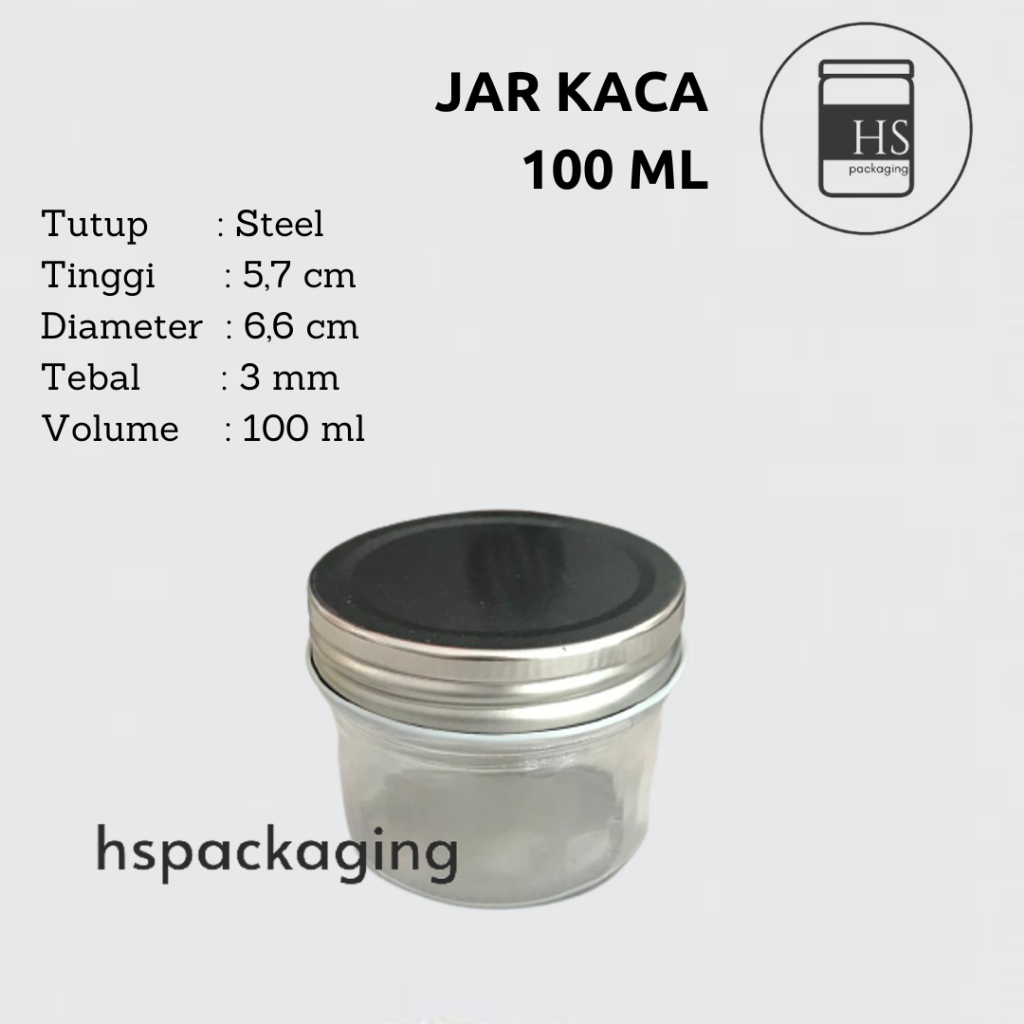 Jual TUTUP STAINLESS 100ml Toples Jar Botol Kaca Glass Jar 100 Ml