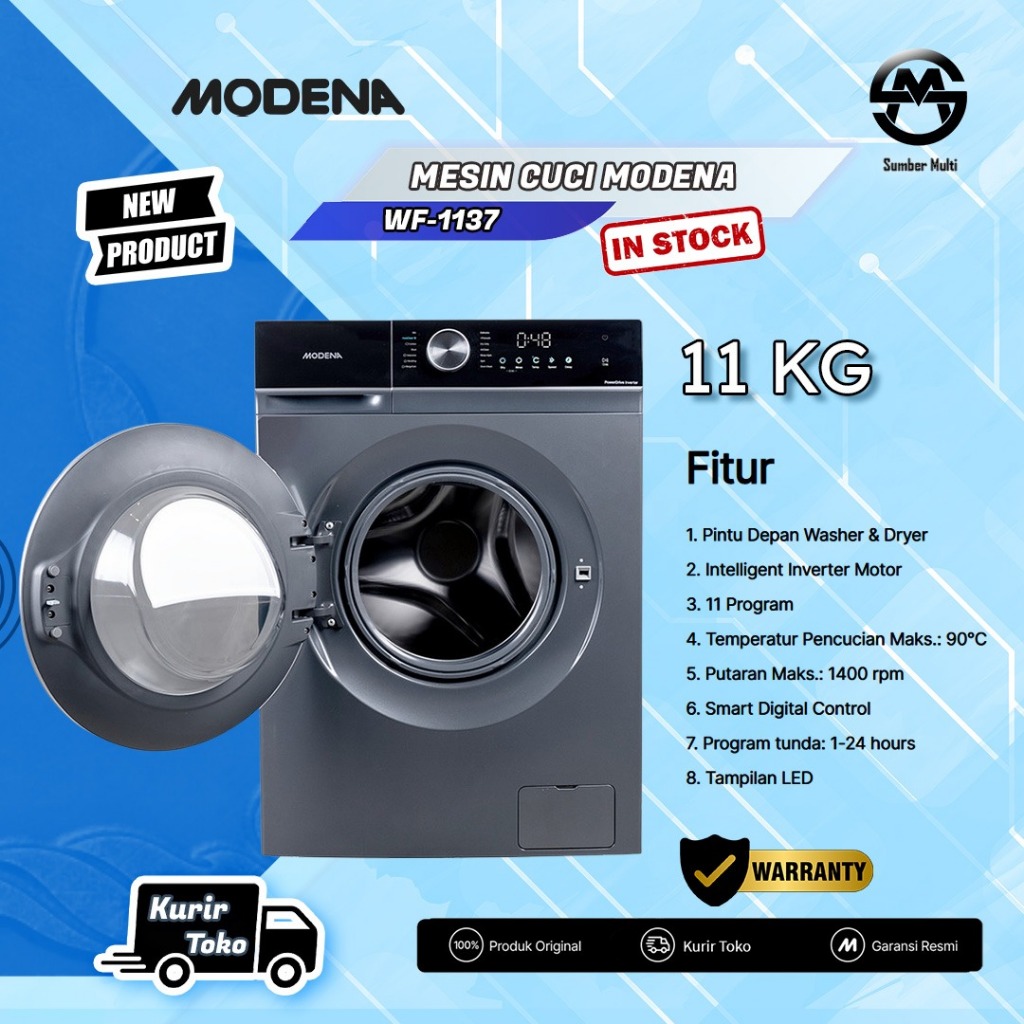 Jual Mesin Cuci Modena Modena Wf Dfdg Front Loading Bukaan Depan