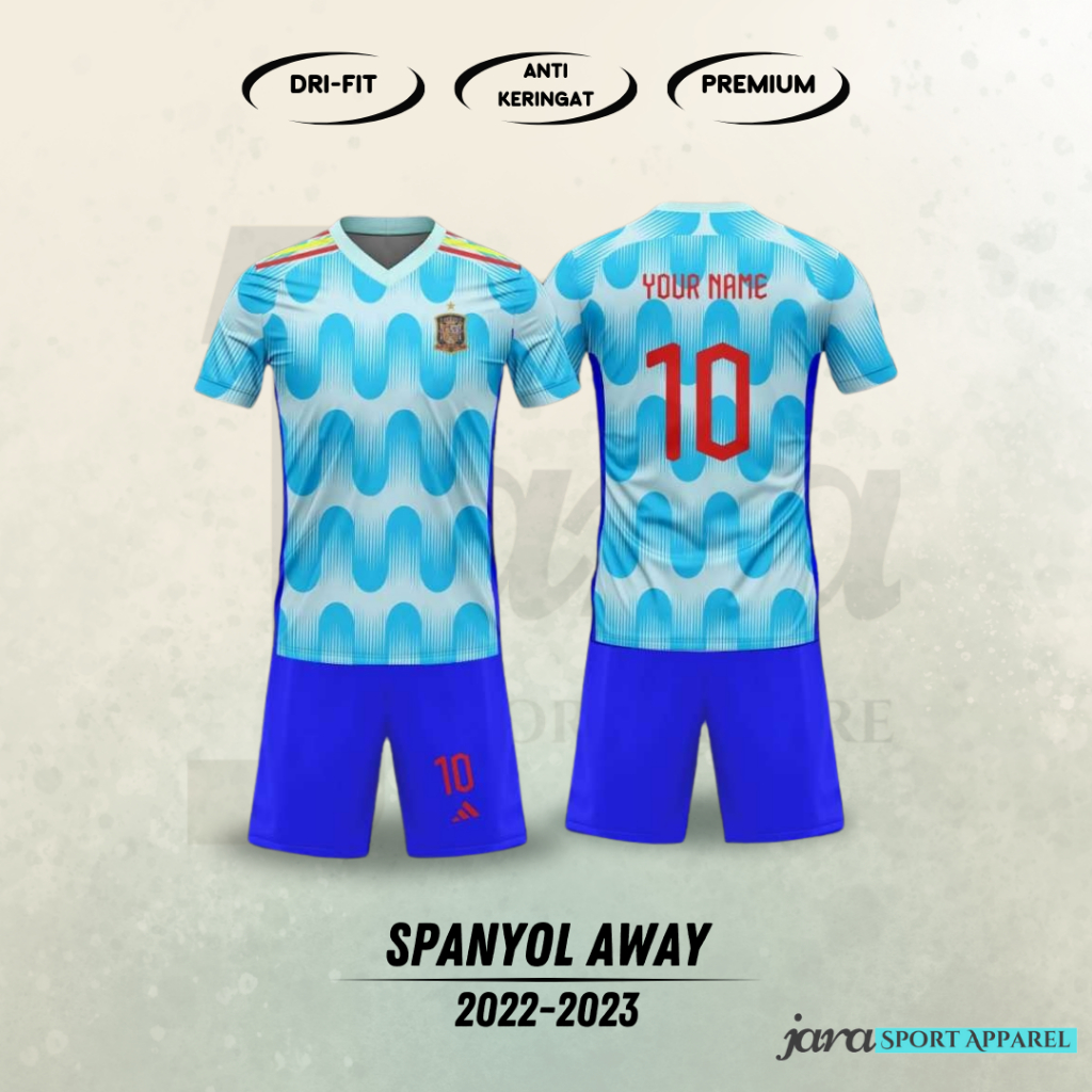 Jual Jersey Timnas Spanyol Away Free Custom Nama Dan Desain