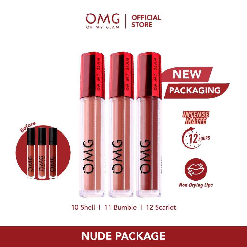 Jual OMG OH MY GLAM Matte Kiss Lip Cream Nude Package Lip Cream Matte