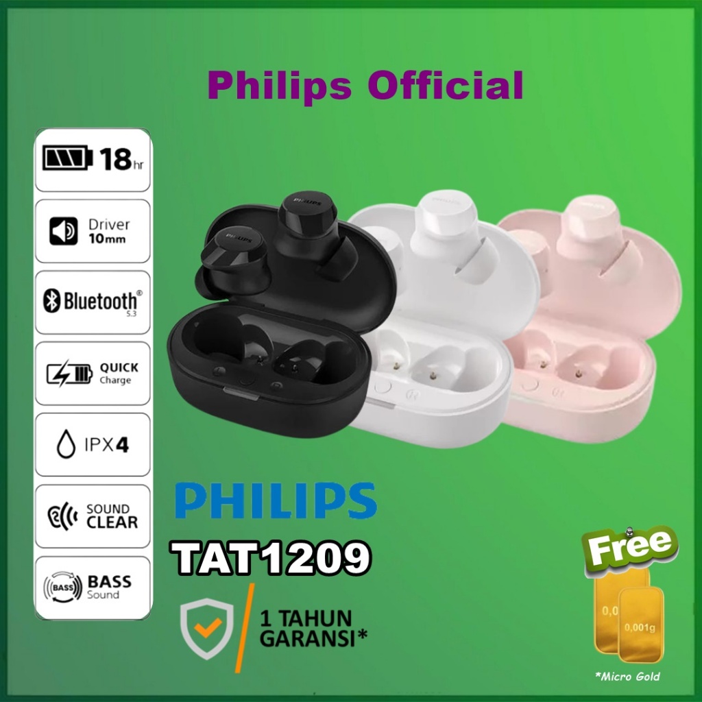 Jual Philips TAT1209 TAT 1209 TWS True Wireless Bluetooth With Clear