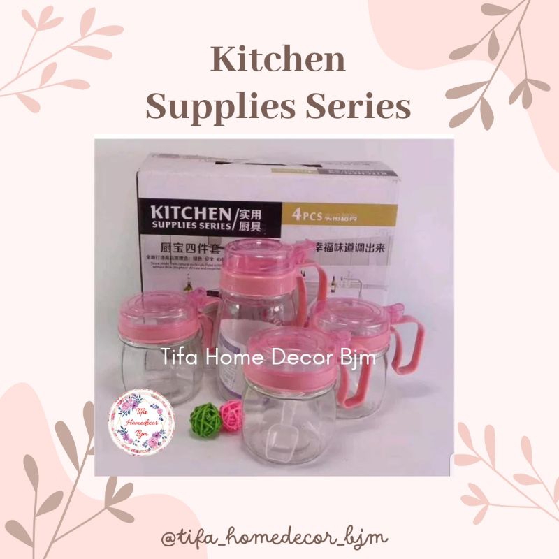 Jual Tempat Bumbu Dapur Kaca Set In Botol Minyak Dan Wadah Bumbu