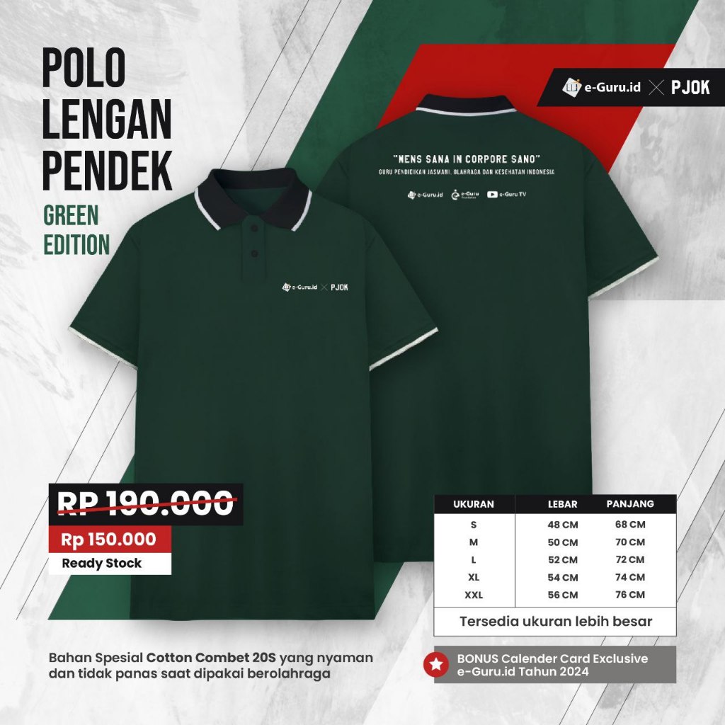 Jual Kaos Polo Lengan Pendek Edisi E Guruid X PJOK Shopee Indonesia