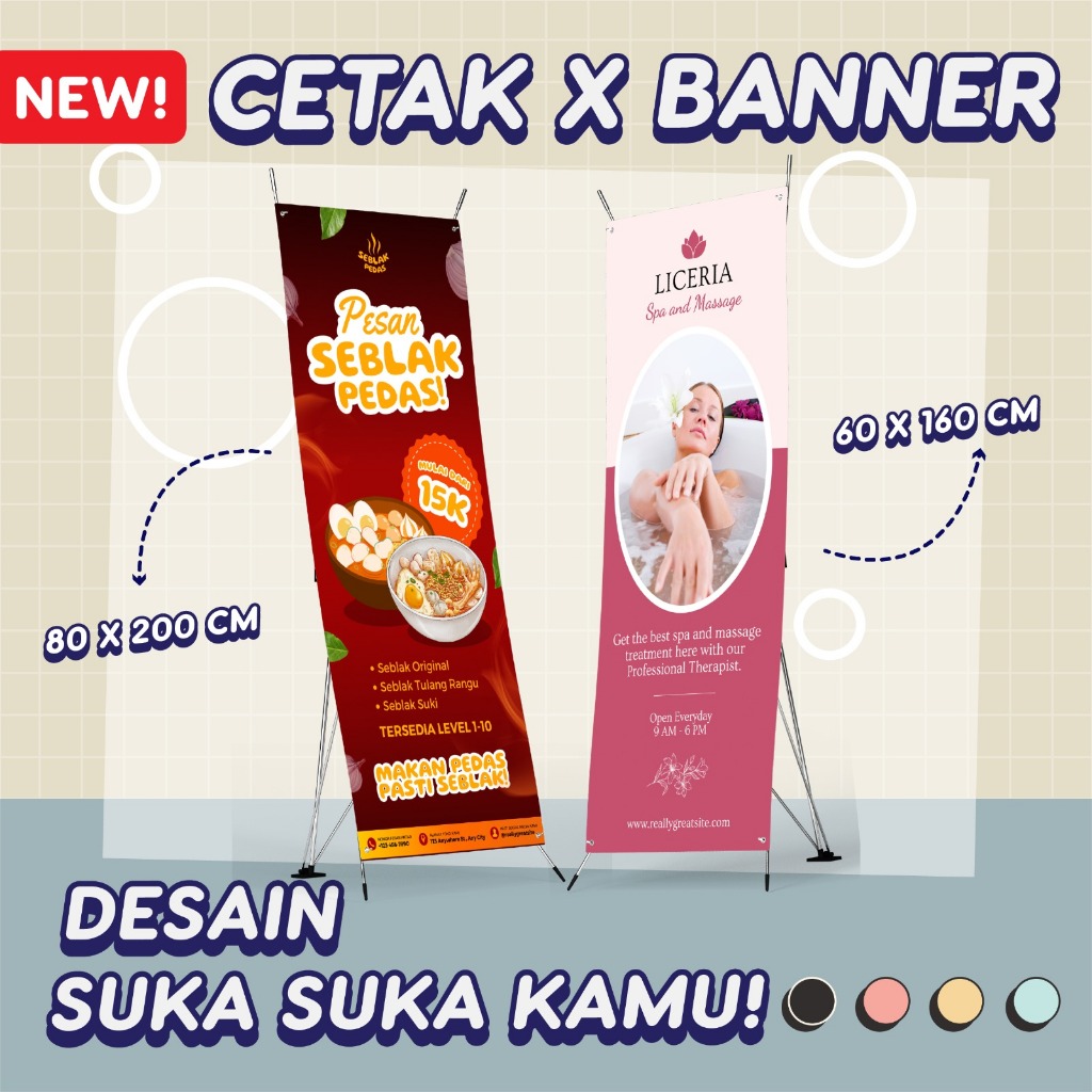 Jual Cetak X Banner Custom Standing Banner Jualan Makanan Ulang Tahun