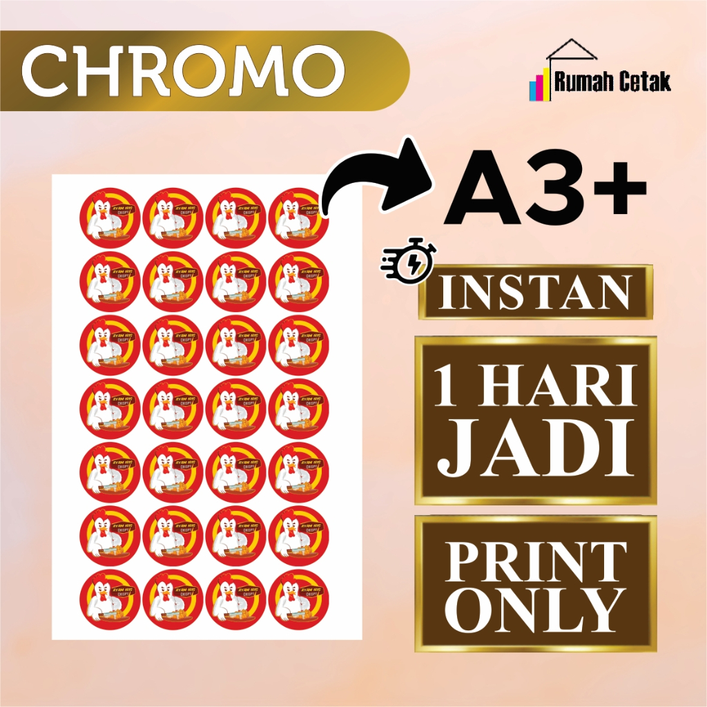 Jual Print Cetak Label Stiker Chromo Bontac A3 PRINT ONLY Label