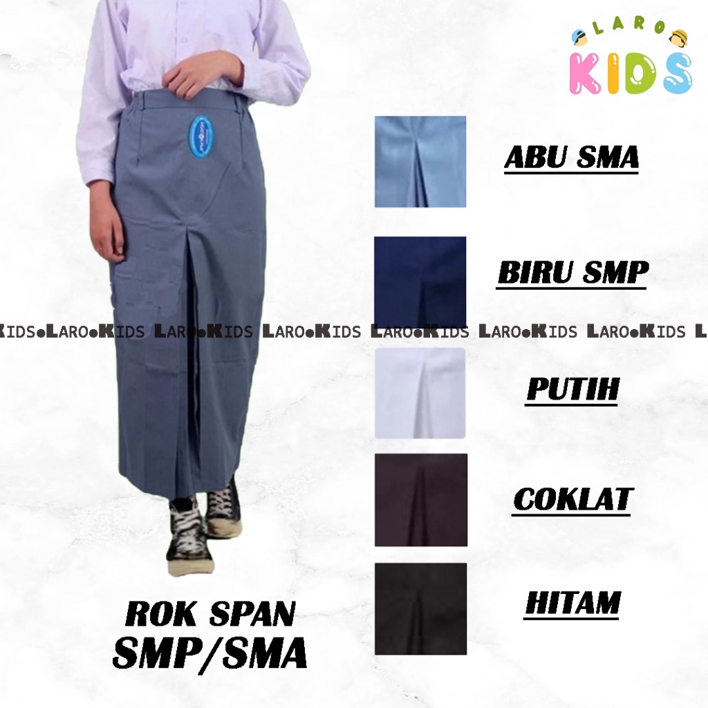 Jual Rok Span Belah Tengah Rempel Depan Sekolah Kerja Putih Hitam Abu