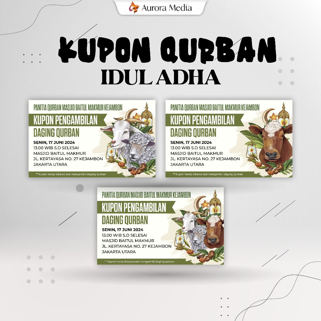 Jual Kupon Qurban Idul Adha Kupon Pengambilan Daging Qurban Kartu