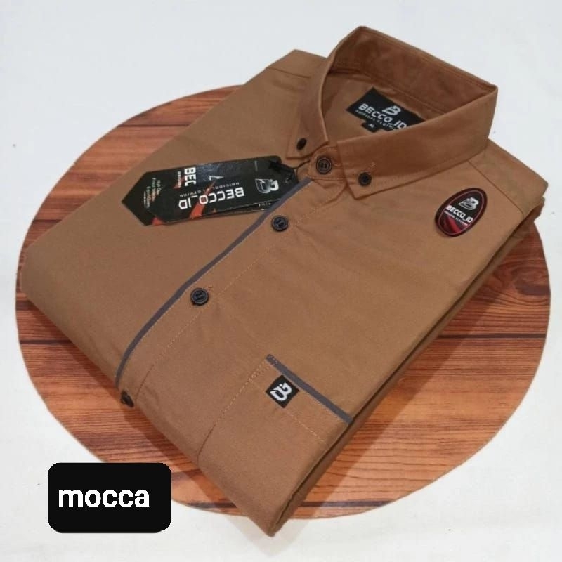 Jual Baju Kemeja Polos Pria Lengan Pendek Bahan Oxford Mocca Uk M L Xl