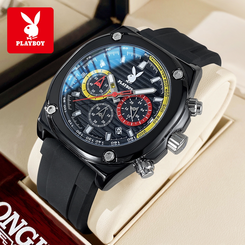 Jual PLAYBOY Jam Tangan Pria Anti Air Original Cowok Multifungsi