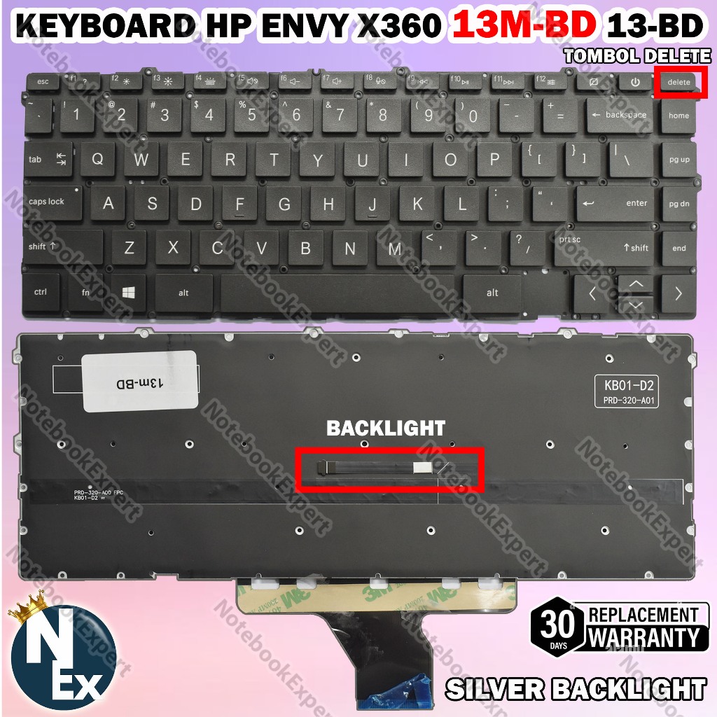 Jual KEYBOARD HP ENVY X360 13M BD 13 BD BLACK BACKLIGHT TOMBOL DELETE