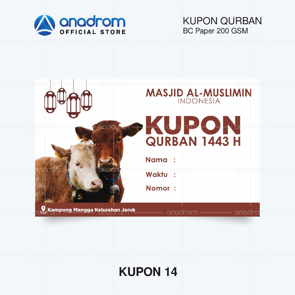 Jual Cetak Kartu Kupon Qurban Idul Adha Kupon Pengambilan Daging