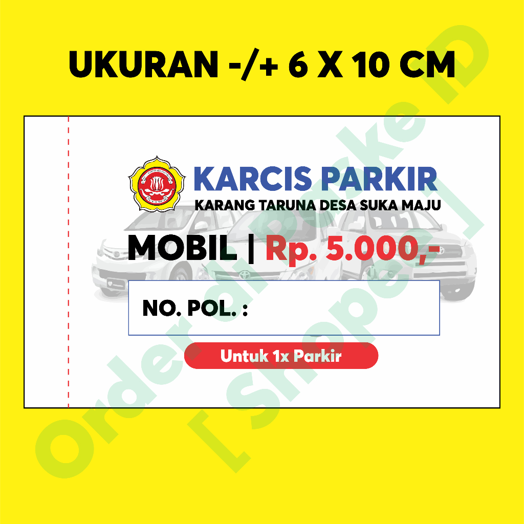 Jual KARCIS PARKIR ISI 100 LEMBAR DAN 50 LEMBAR UKURAN 6X10 CM