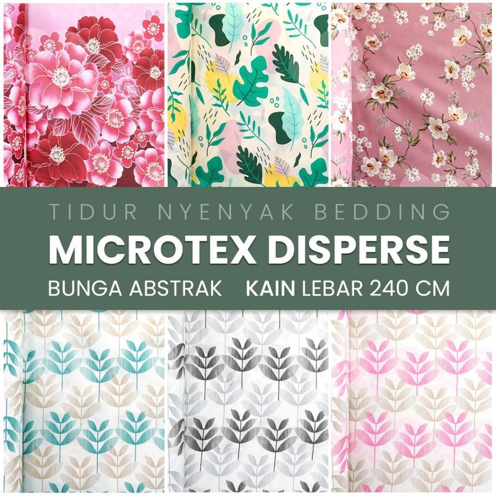 Jual KAIN MICROTEX DISPERSE BUNGA TABUR DAUN 240 CM SPREI 90 100 GSM